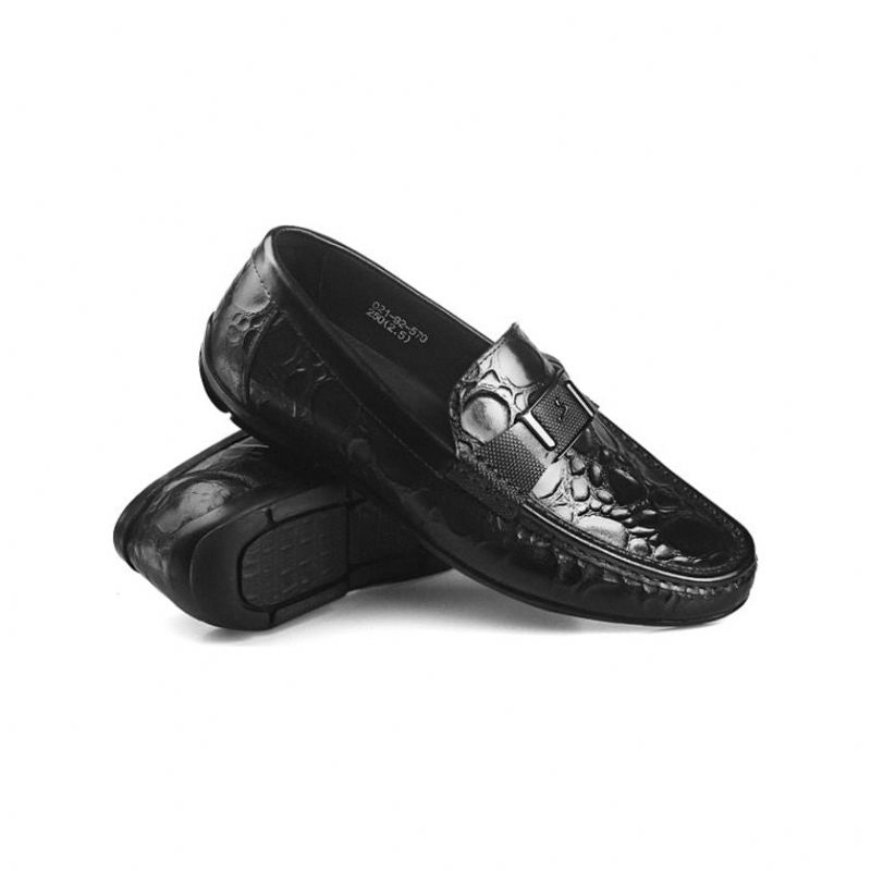 Męskie Mokasyny Exotic Chic Crocflex Slip-on Loafer Shoes - Czarny 2