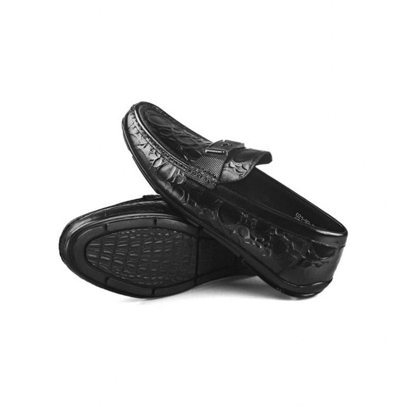 Męskie Mokasyny Exotic Chic Crocflex Slip-on Loafer Shoes - Czarny 2