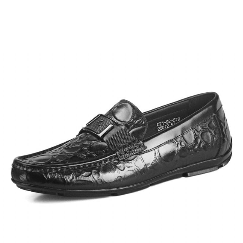 Męskie Mokasyny Exotic Chic Crocflex Slip-on Loafer Shoes - Czarny 2