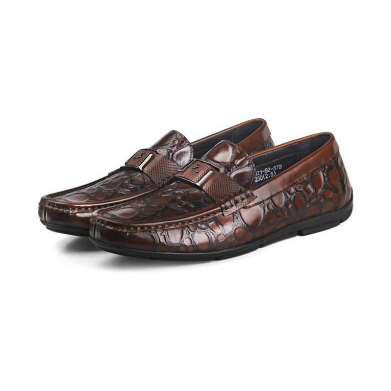 Męskie Mokasyny Exotic Chic Crocflex Slip-on Loafer Shoes - Czerwony 2