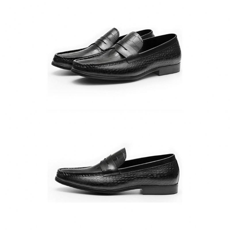 Męskie Mokasyny Luksusowe Croctex Slip On Brogues - Czarna