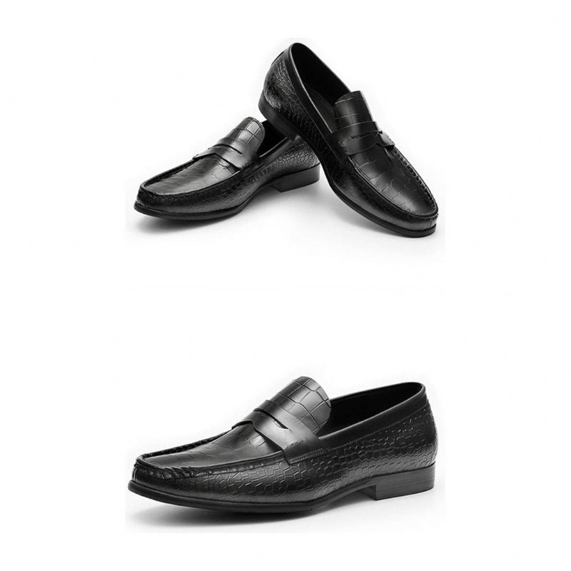 Męskie Mokasyny Luksusowe Croctex Slip On Brogues - Czarna