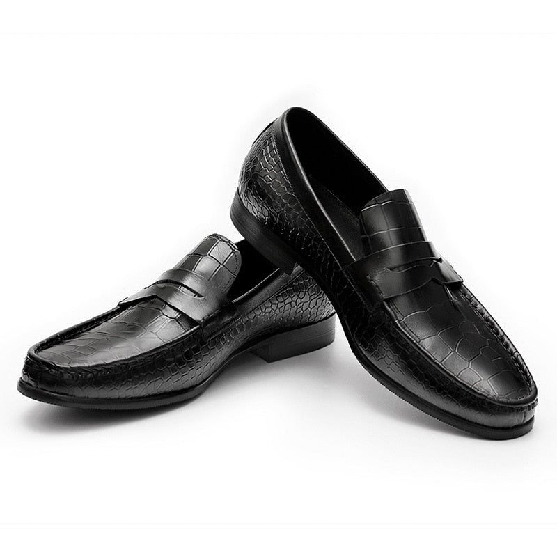 Męskie Mokasyny Luksusowe Croctex Slip On Brogues - Czarna