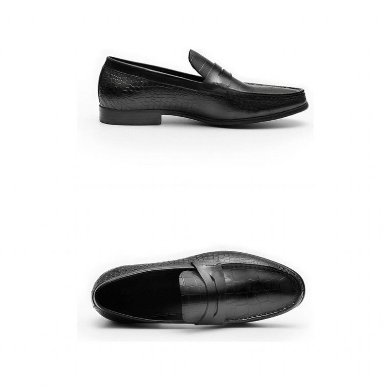 Męskie Mokasyny Luksusowe Croctex Slip On Brogues - Czarna