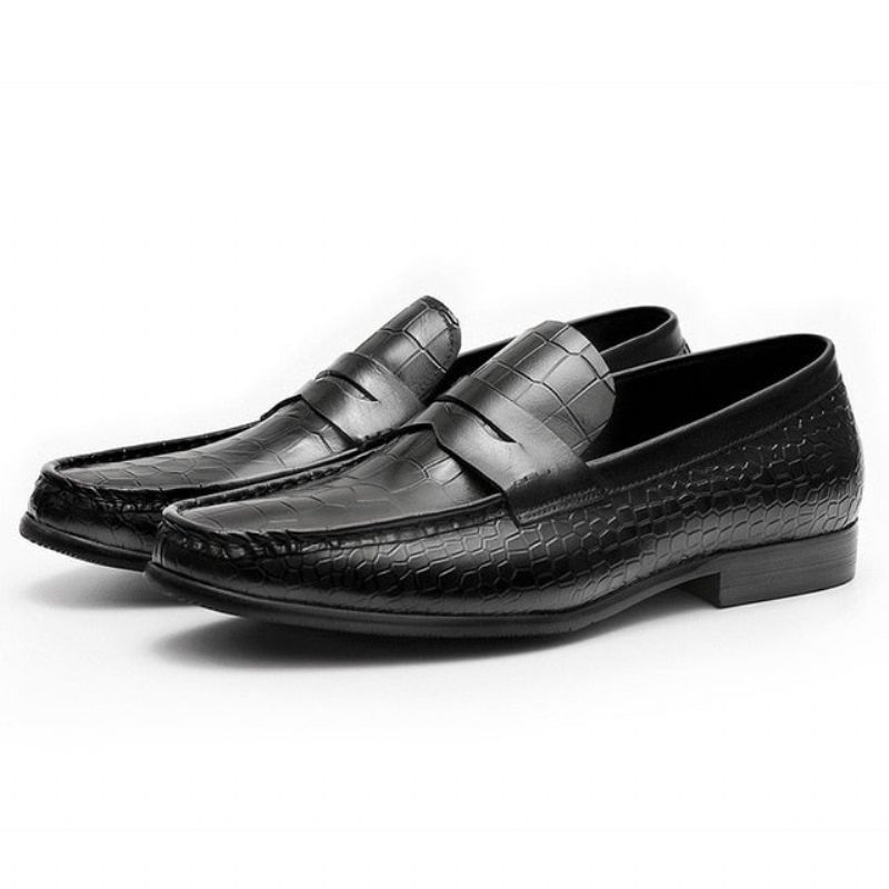 Męskie Mokasyny Luksusowe Croctex Slip On Brogues - Czarna