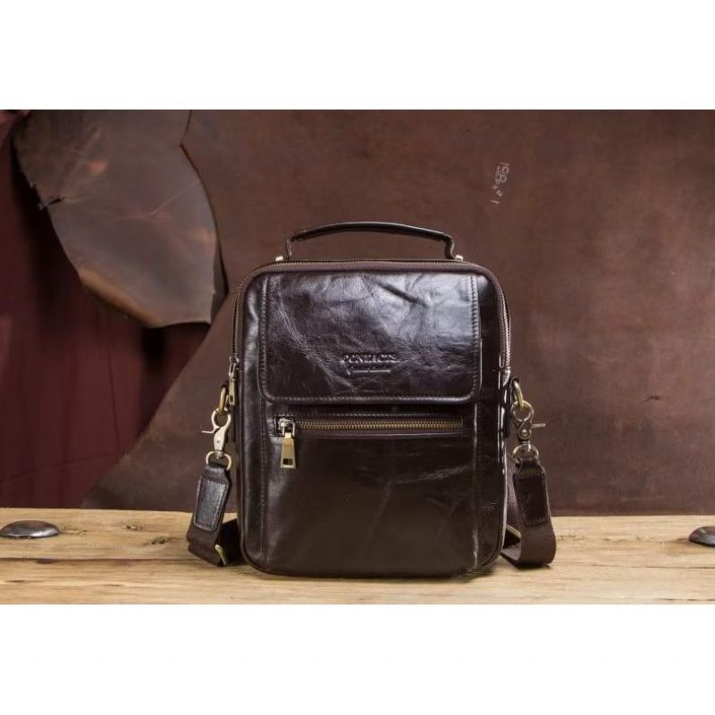 Męskie Torby Na Ramię Luksusowa Torba Listonoszka Typu Crossbody Z Kolekcji Crazy Horse Rugged - Kawa