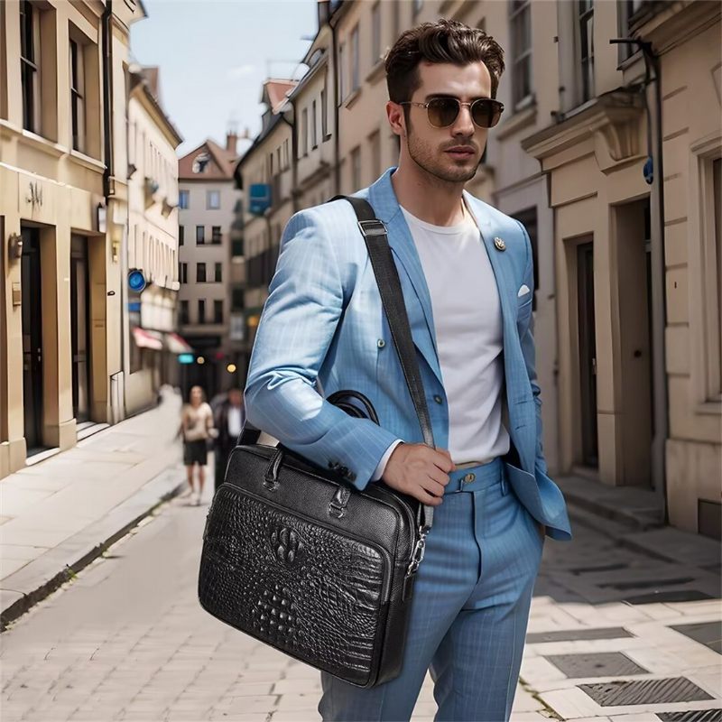 Męskie Torby Na Ramię Pinnacle Prestige Alligator Tote - Czarny