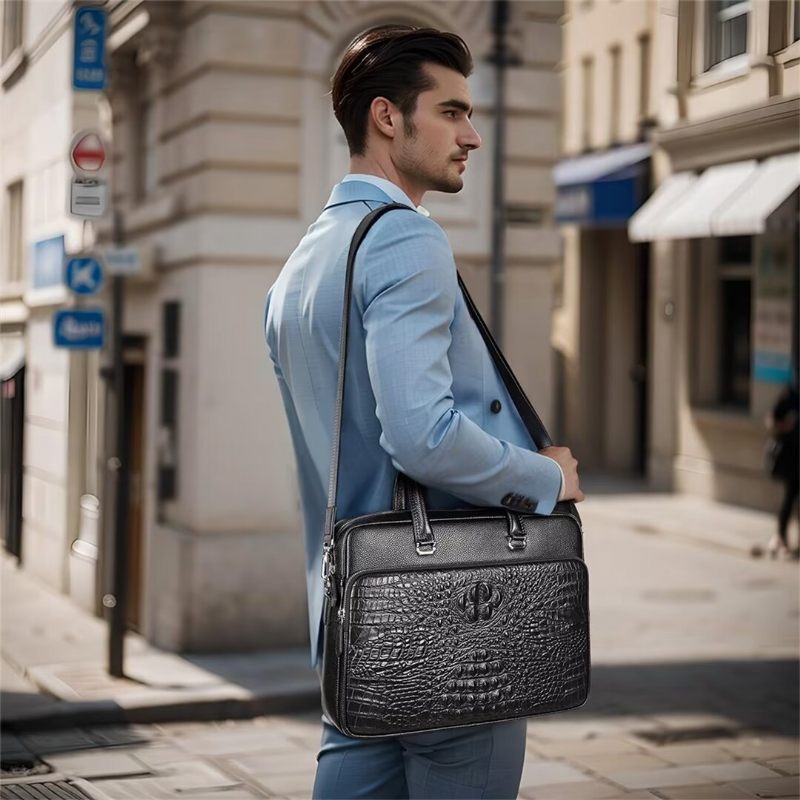 Męskie Torby Na Ramię Pinnacle Prestige Alligator Tote - Czarny