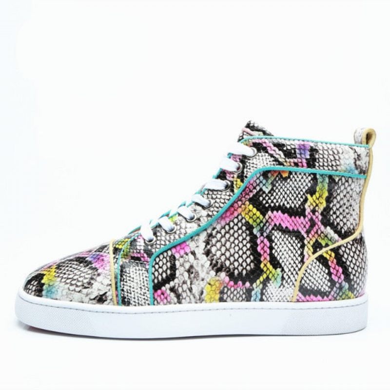 Męskie Trampki Snakeskin Chic Multicolor Wysokie Wodoodporne Buty - Egzotyczny